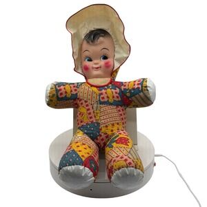 Vintage 1950s Mask Face Cloth Doll Patchwork Body Sun Bonnet 20in 50cm